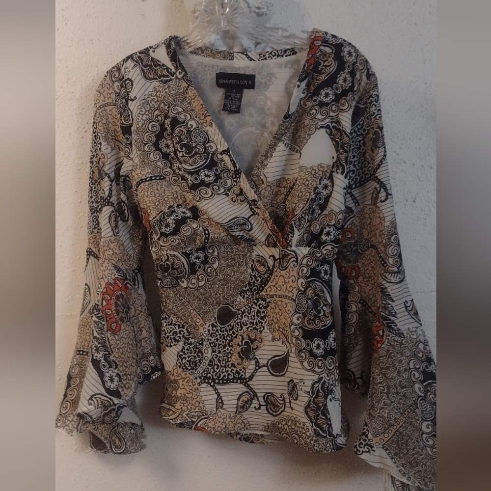 Elegant Paisley Wrap Blouse